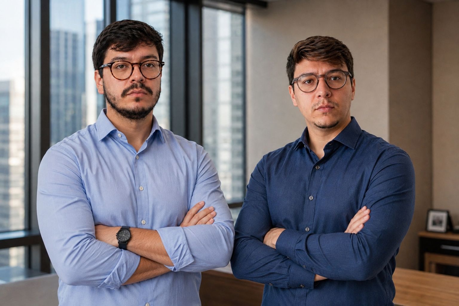 Gustavo Claus e Gustavo Petras, sócios da Rockenbury, em escritório em Araras (SP)